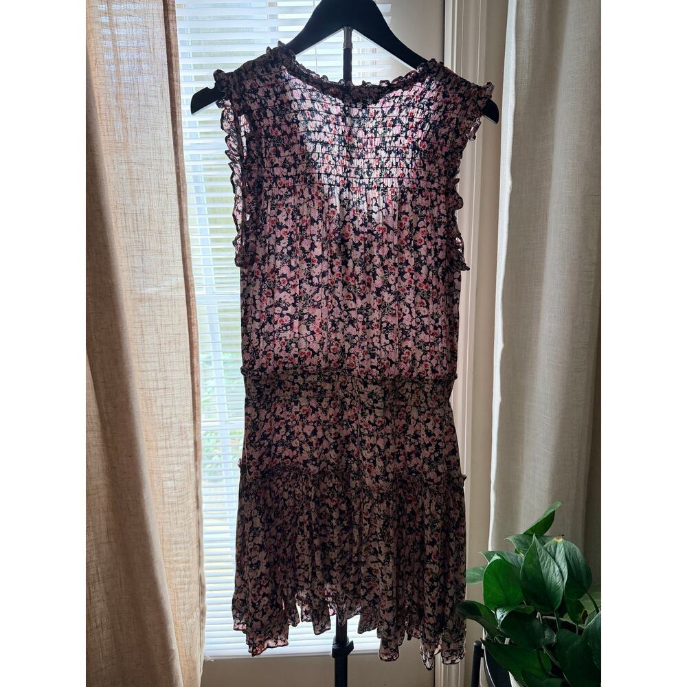Dear John Floral Summer Dress EUC Pink Black V Neck M - Picture 3 of 8